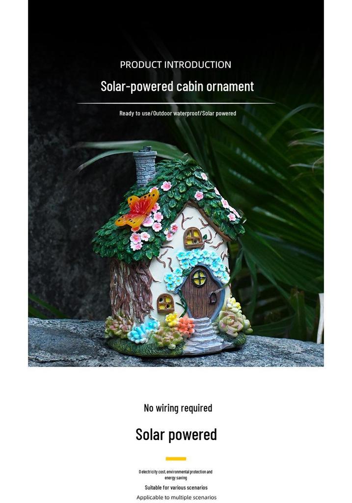 Solar-Powered Resin Fairy Garden Lamp 