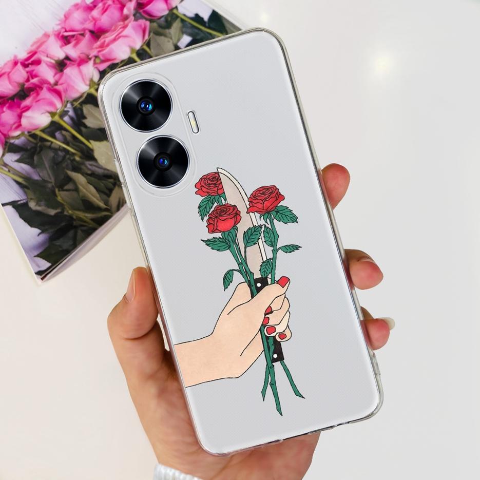 For Realme C55 4G Case RMX3710 Colorful Painted Cover Soft Slim Fundas Phone Case For Realme C55 C55 RealmeC55 Back Cover Bumper