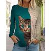 Fashion Design Women's 3D Printed Kawaii Cat Pattern Long Sleeve