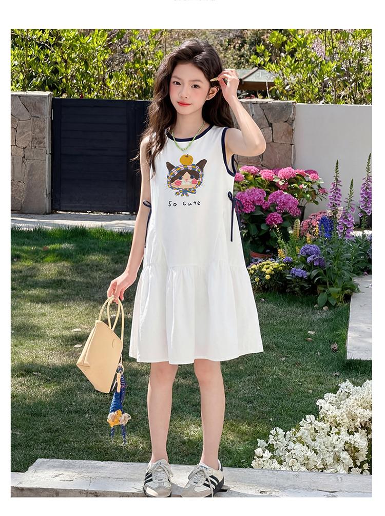 Girls' Dress Summer Dress 2026 New Stylish Children's Temperament Princess Dress Girls' White Sleeveless Vest Dress