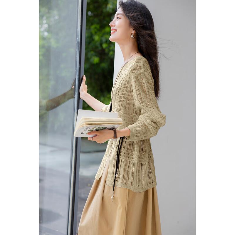 Mokana Women's Long Sleeve Hollow Knit Cardigan MKNJD3859