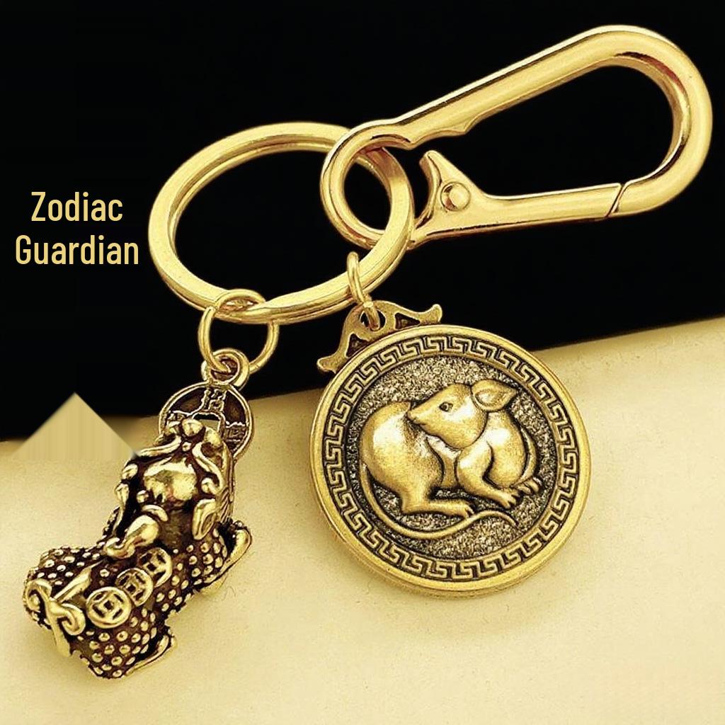 Pi Xiu Zodiac Pendant Keychain: Wealth & Safety Amulet