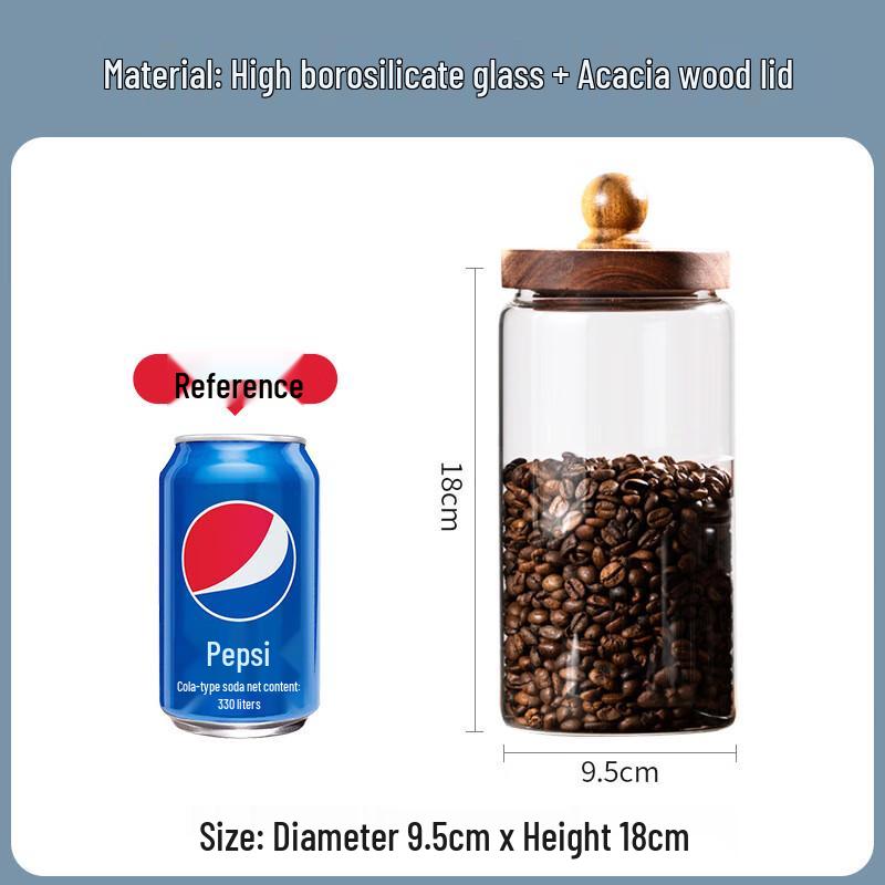 

ZISIZ Borosilicate Glass Storage Jars with Acacia Wood Bead Lids