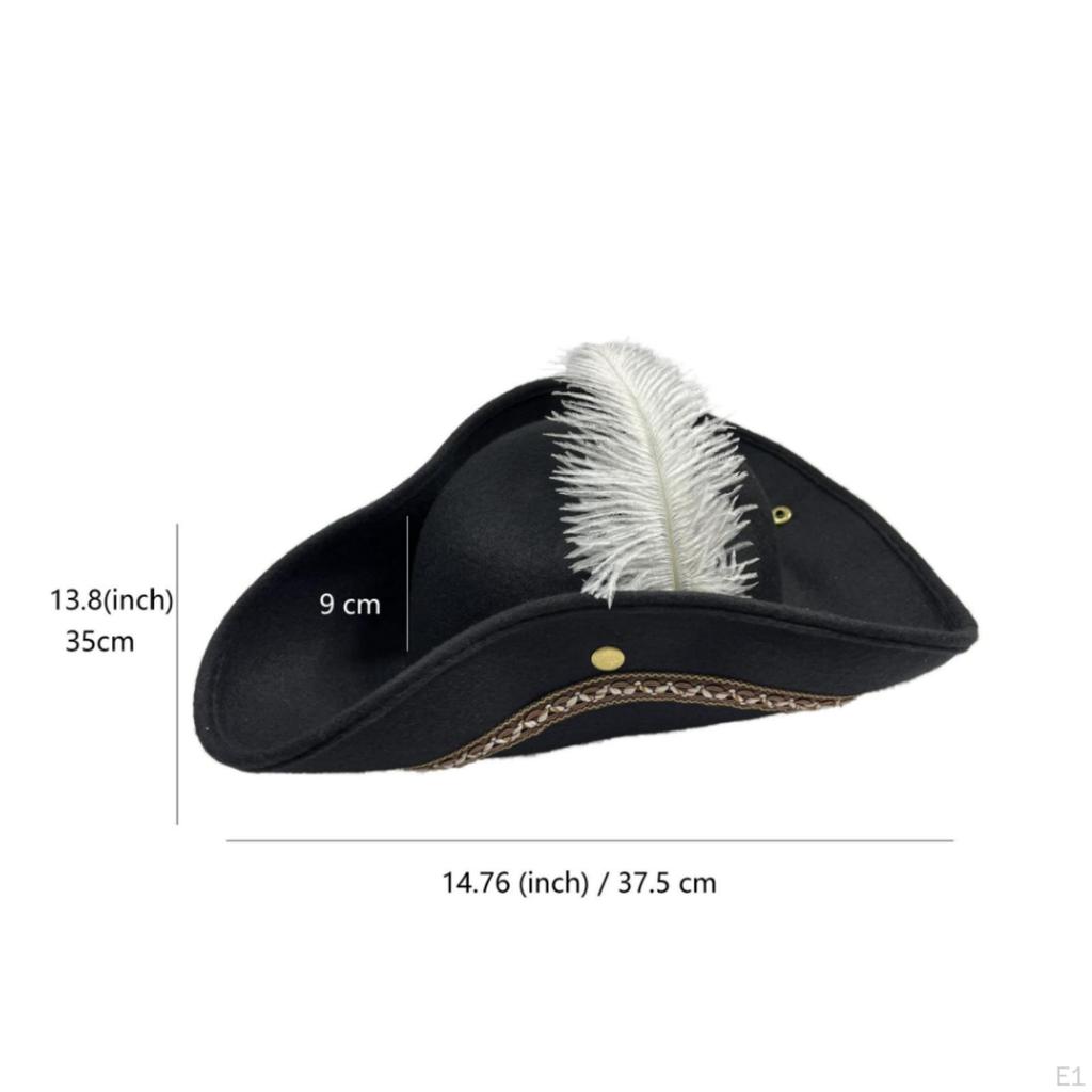 Flannel Pirate Hat Feather Decoration Retro Lace Trim