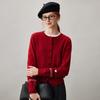 Women's 100% Cashmere Red Fair Isle Knit Cardigan