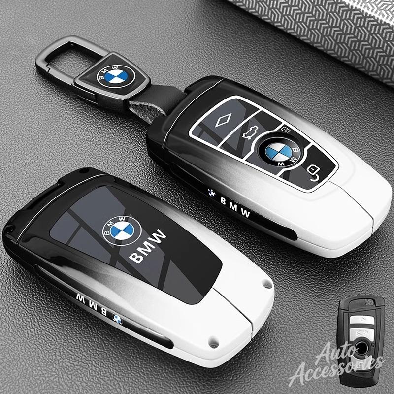 LLIT4 Metal Leather Car Key Case Cover Full Protection Shell For BMW 3 5 7 2 4 Series M Power X1 X2 X3 X4 X5 X6 X7 Keyring Accessories