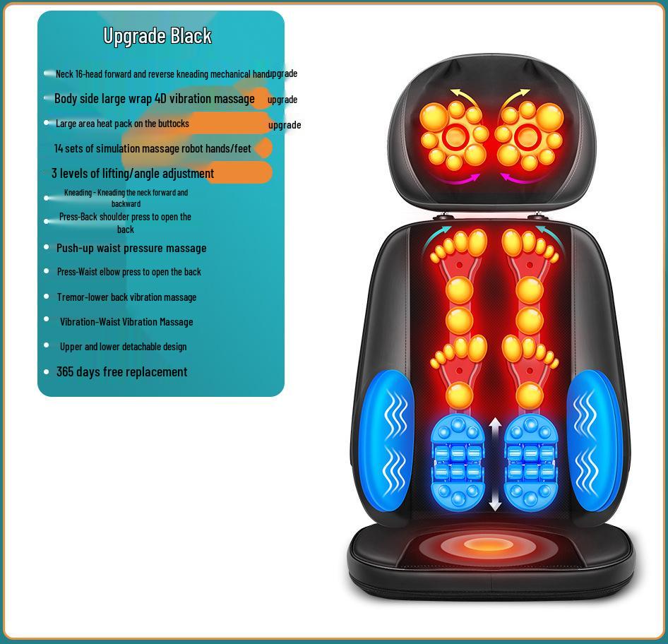 Multifunctional Full Body Massage Cushion with Heat, Kneading, and Vibration for Waist and Back.