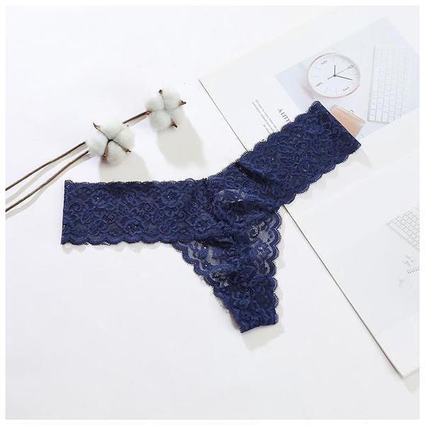 

Женские кружевные трусы SeamlessIce Silk Underpants Comfortable Panties Underwear Flower Edge Bikini Underwear XL синий