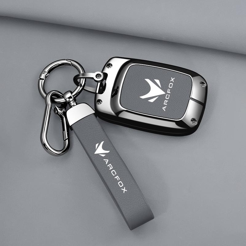 Suitable For Arctic Fox T1 For Baic Arcfox Zinc Alloy Leather Remote Control Car Key Case Cover Shell Keychine Accessories