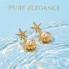 Resort Style Starfish Shell Pearl Drop Earrings for Women Beach Boho Dangle Ocean Charm Jewelry Gold Tone Summer Vacation Gift