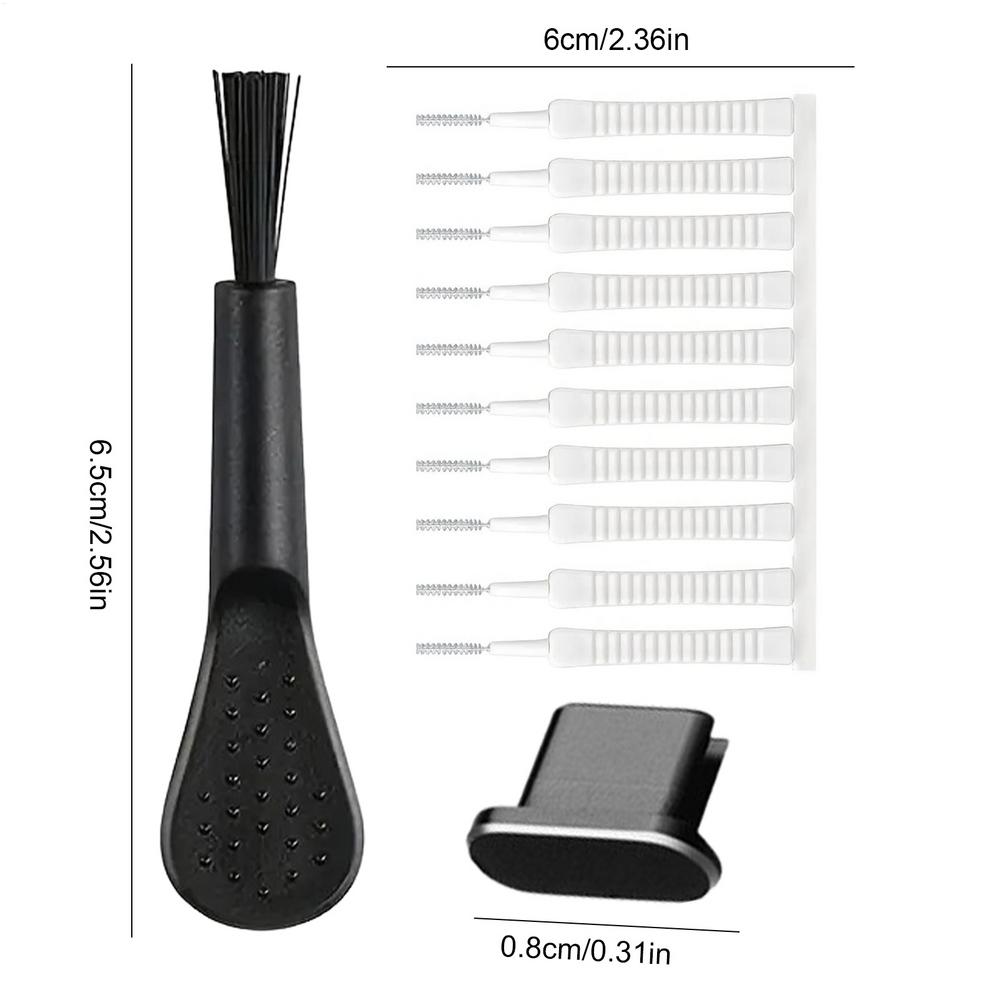 13pcs Cell Phone Charging Port Dust Plug W/Cleaning Brush Reusable Cleaning Brush For Headphones Phone Speaker Type C Interface