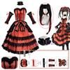 Tokisaki Kurumi Cosplay Anime DATE A LIVE Costume Femme Gothic Nightmare Lolita Robe de Princesse Ensemble Perruque Tenue Fête d'Halloween