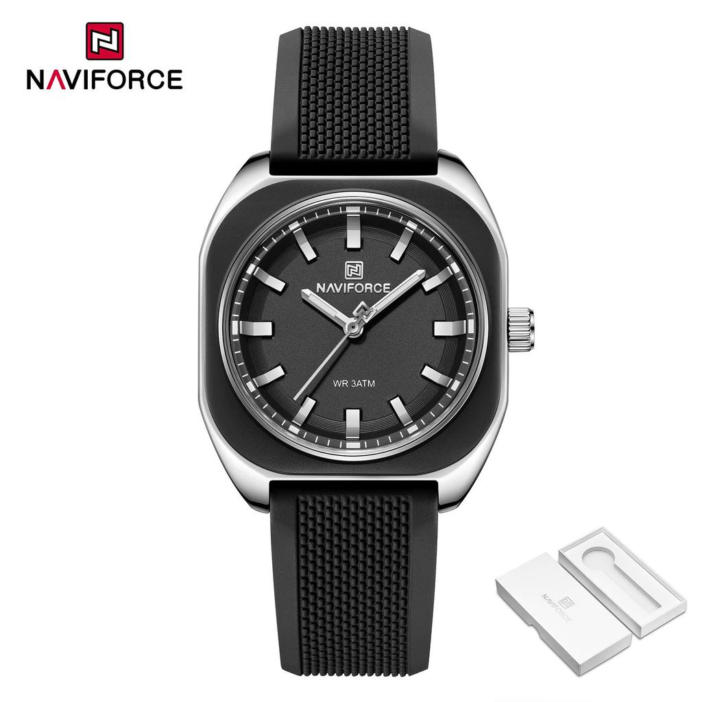 Naviforce Kadın Kız Kuvars Saat Kare Basit Kadran Silikon Kordon Işıklı Akrep Su Geçirmez Günlük Kız Kadın Saati NF5061