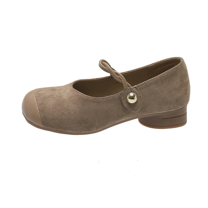 Fashion Flat Shoes for Women New 2025 Spring Autumn Square Toe Mary Jane Shoes Ladies Suede Women's Shoes