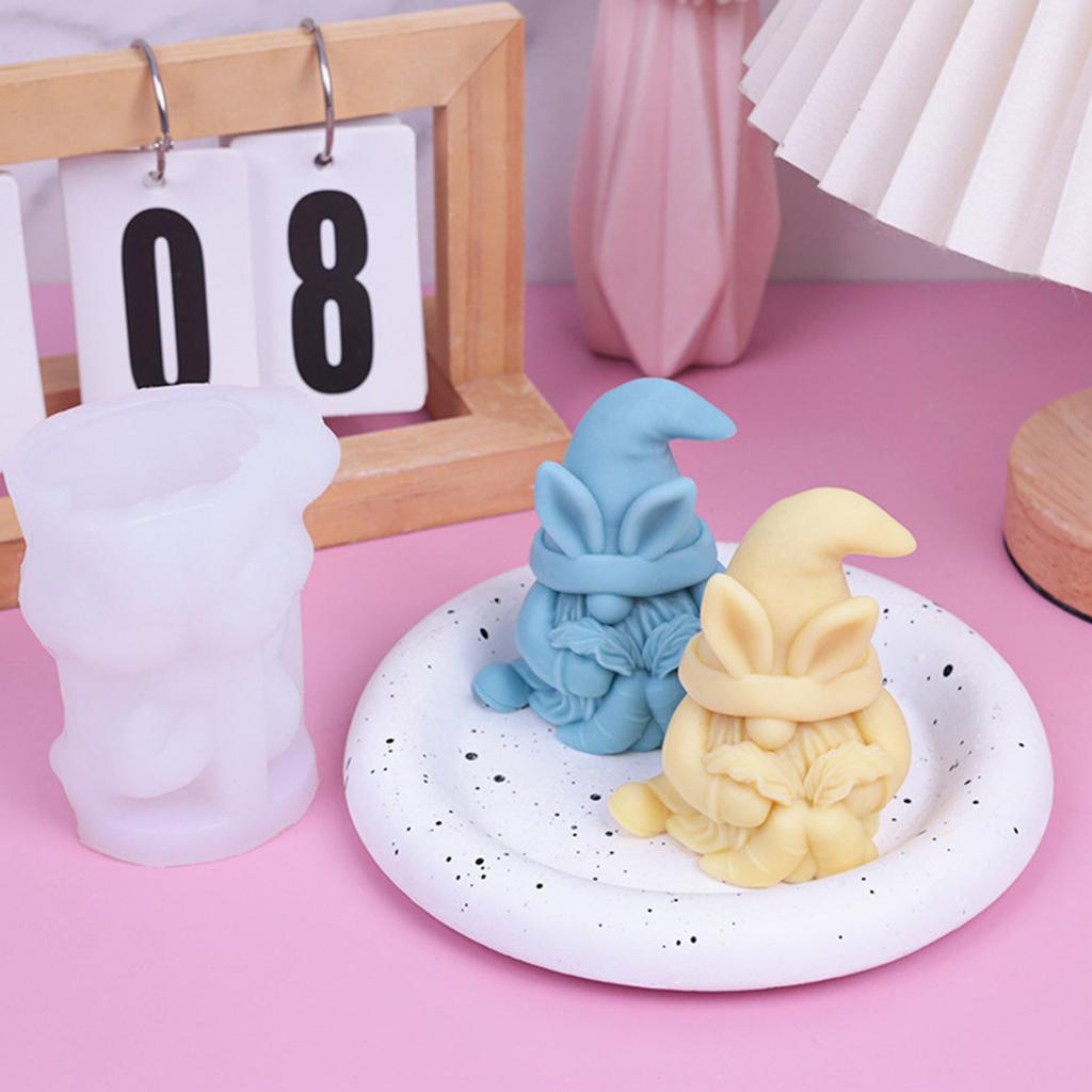 Silicone Mould 3D Easter Gnome Candle Molds Ornament Molds Christmas Molds Casting Molds for Home Table Decorations
