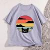 Black Cat Sunset T Shirt Vintage Graphic Unisex Unisex Tshirts Cool Casual Short Sleeve Tees Harajuku Animal Lover Tshirts Gifts