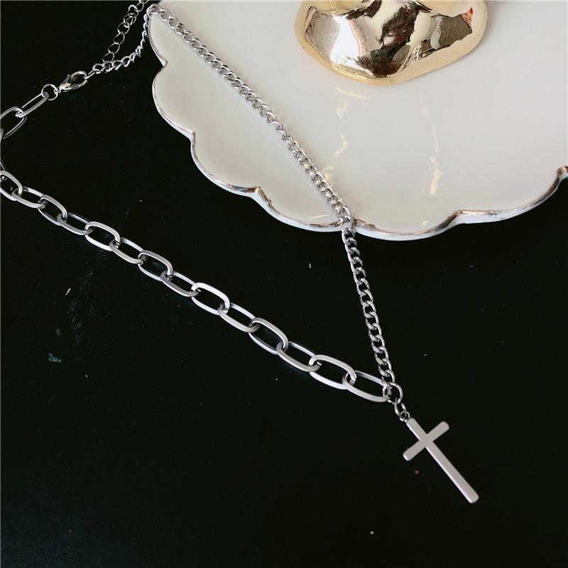 Multi-layer Punk Chains Cross Pendant Cool Hip Hop Geometric Metal Necklaces Fashion Sweater Chain Necklace