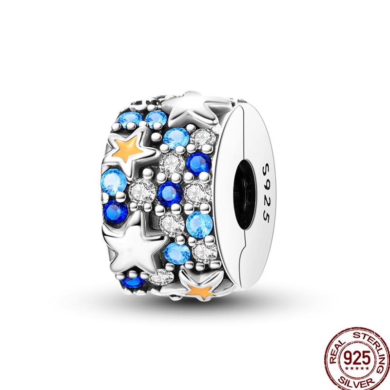 Colorful Zircon Copper Round Bead Silve Shiny Zircon Beads Suitable Fit Pan Original Bracelet Diy Jewelry Gift