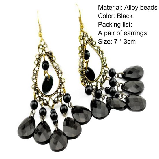 1 Pair Hoop Earrings Exquisite Bright Hollow Pendant Water Drop Beads Earrings for Daily Life