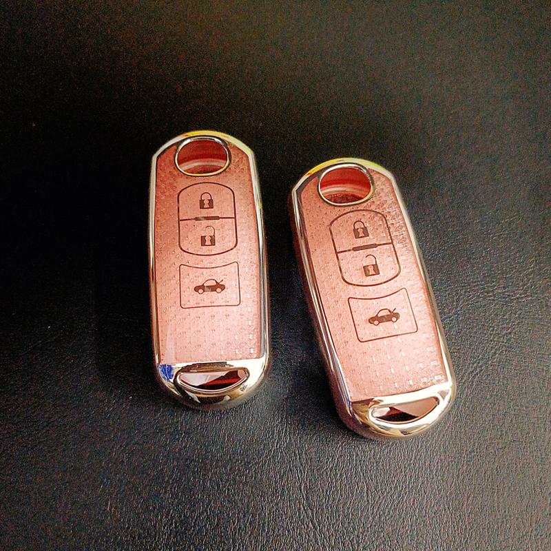 Pink Diamond Pattern Tpu 3 Button For Mazda 2 3 5 6 Gj Atenza Axela Demio Cx-3 Cx3 Cx-5 Cx5 Cx7 Cx-9 Cx8 Car Key Case Cover Fob