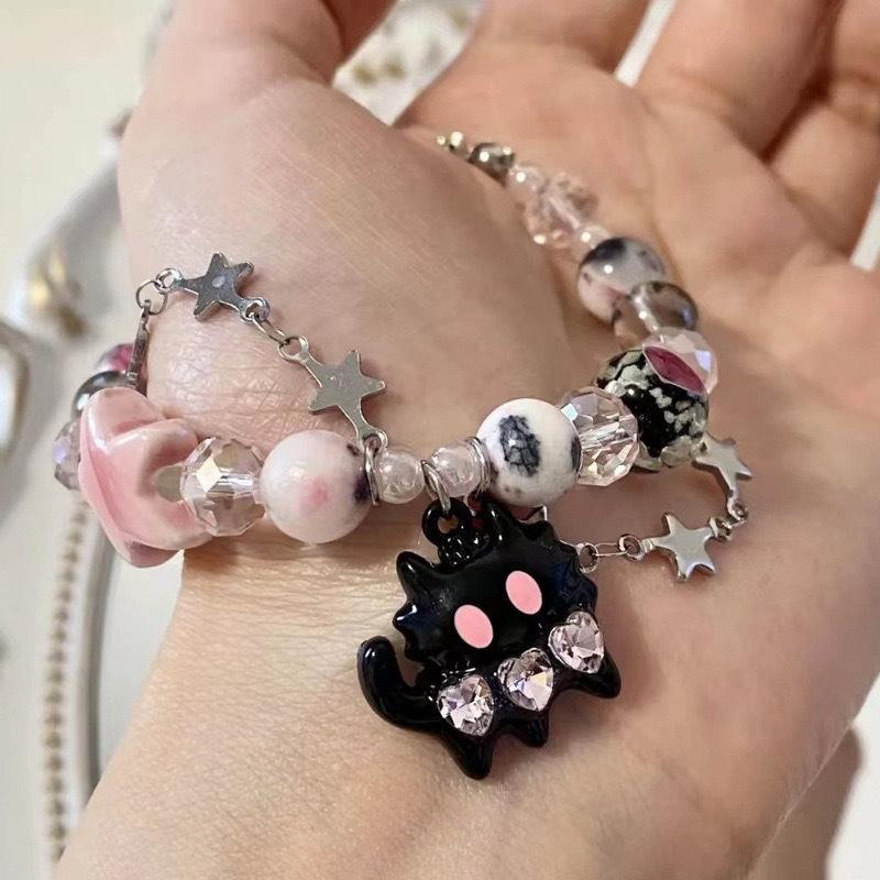 Funny Cat Color Bracelet, Spice Girl Beaded Crystal, Sweet and Cool Niche Design Sense, Special Non-collision Style, Personalized Niche