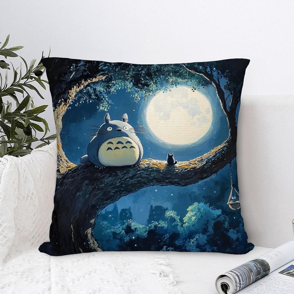 Kawaii Cute T-Totoroes Pillow Case Sofa Decorative Home Double-sided Print Plush Square Throw Pillow Covers Cushion Decor Cover