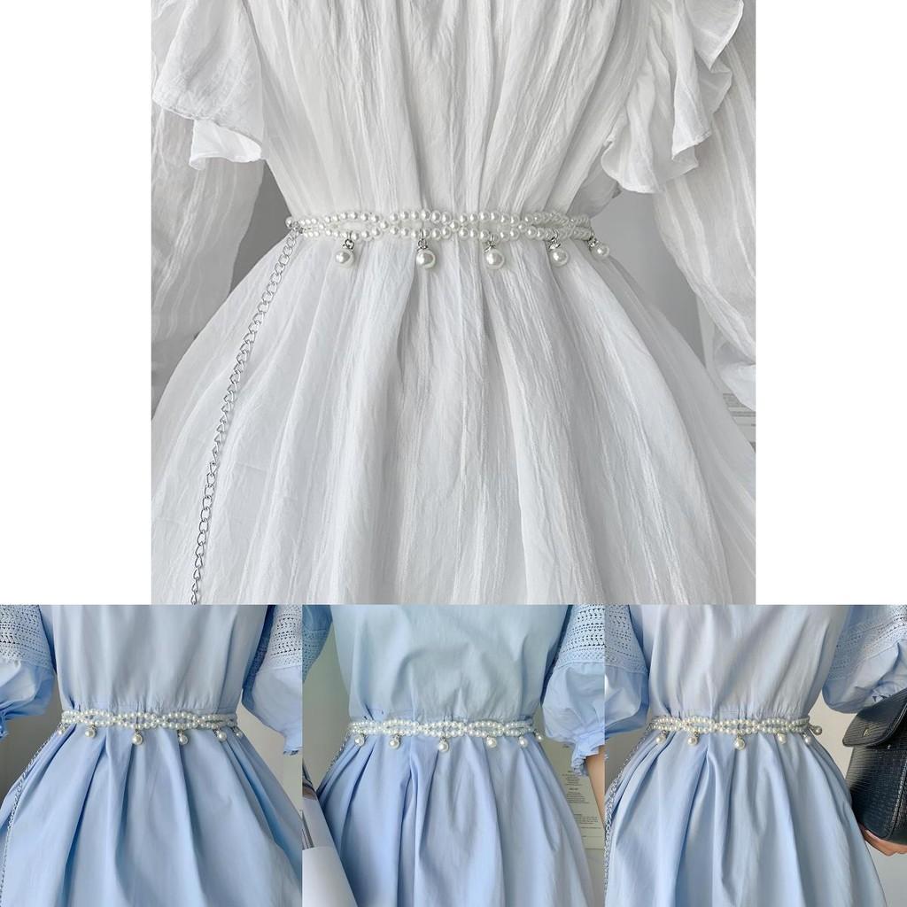 Pearl Chic White Waist Belt For Women Fashionable Accessory For Dresses Sweaters And