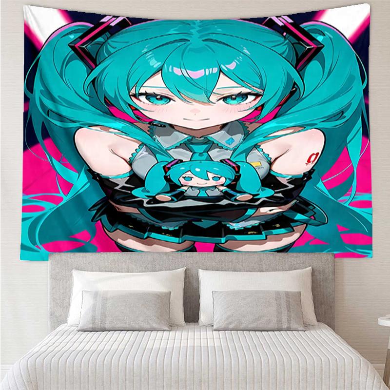 Hatsune-Miku Druck Wandteppich, Hintergrund, Einfache Montage, Ideal für Schlafzimmer, Büro & Wohnzimmer, mit Ästhetischer Wanddekoration.