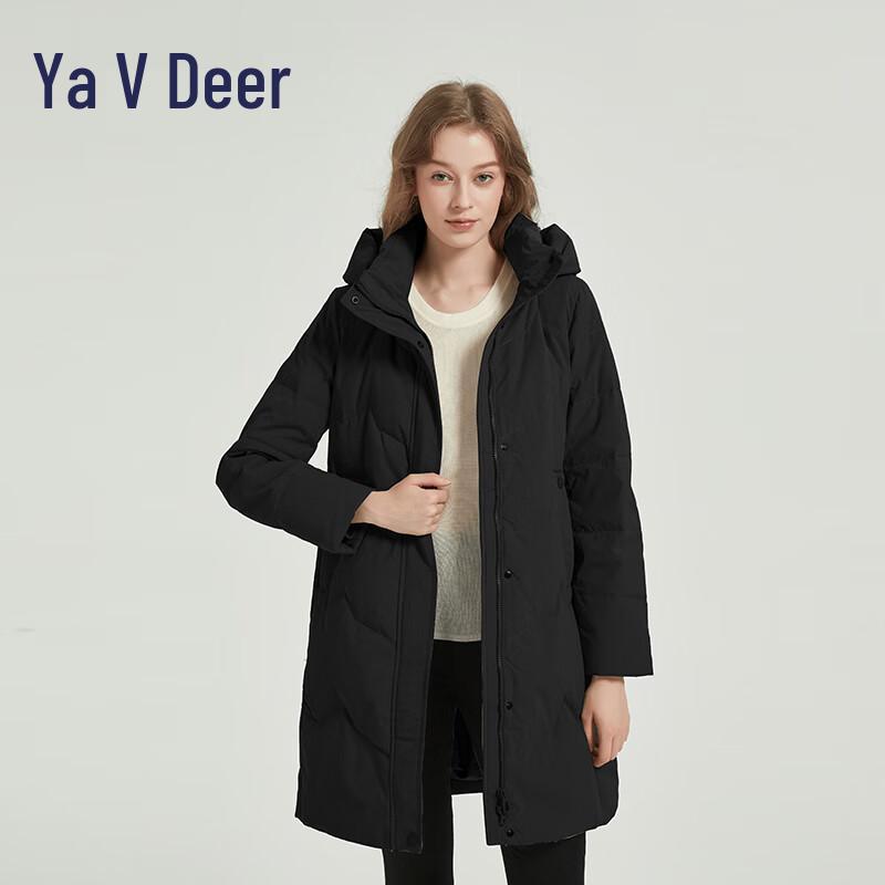 

Ya Lu Women s Solid Color Long Winter Down Jacket with Detachable Hood M