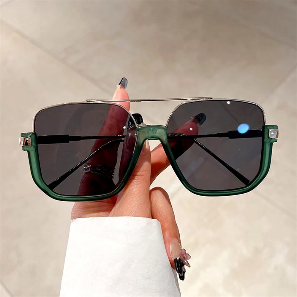 Fashion Oversized Sunglasses for   Women UV4 Half Metal Frame Sun Glasses Trendy Vintage Brand Design Goggles