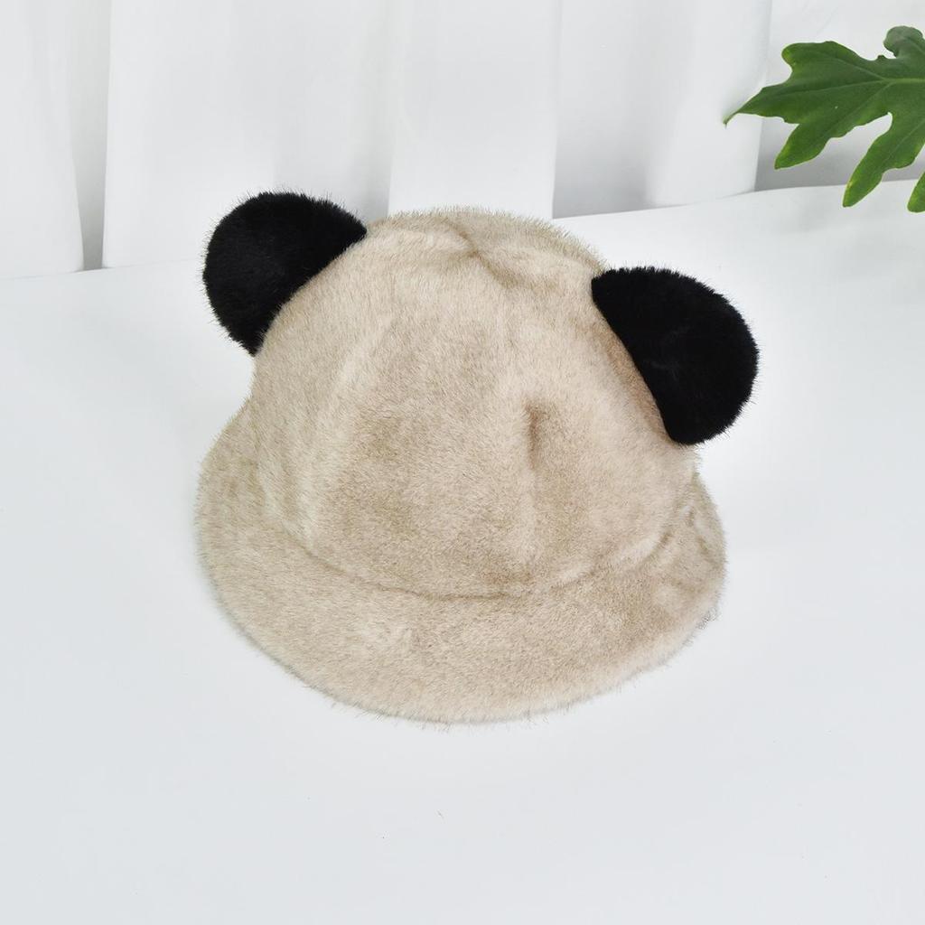 A faux mink fur environmentally friendly artificial fur bear ear hat for women with thick winter ear protection