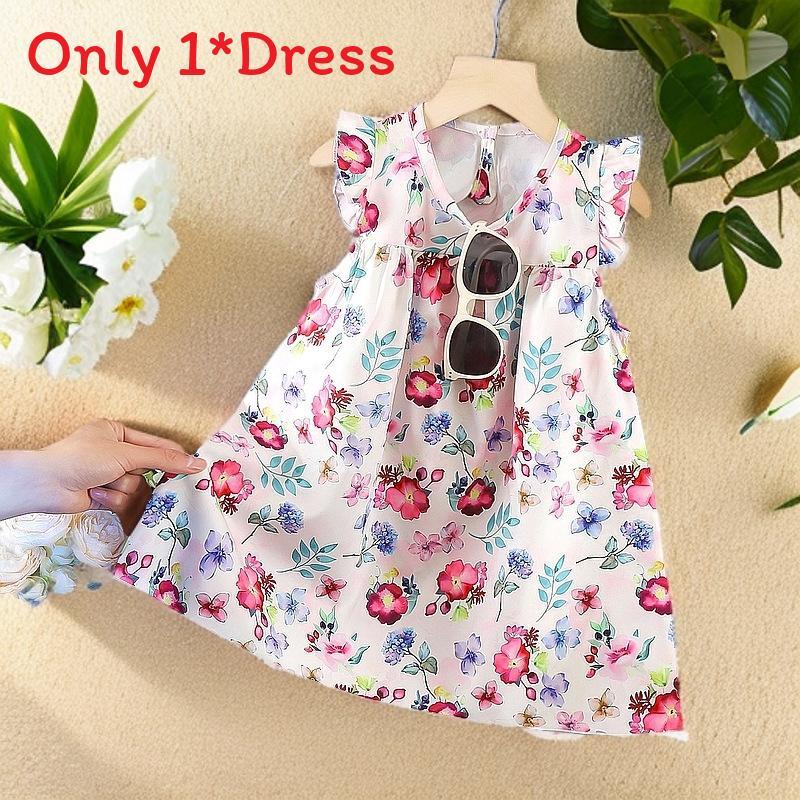 Snow Silk Girls Dress With Floral Pattern And Aline Skirt For Summer Playtime