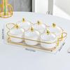 6-Dish Ceramic Fruit & Snack Platter with Gold Stand