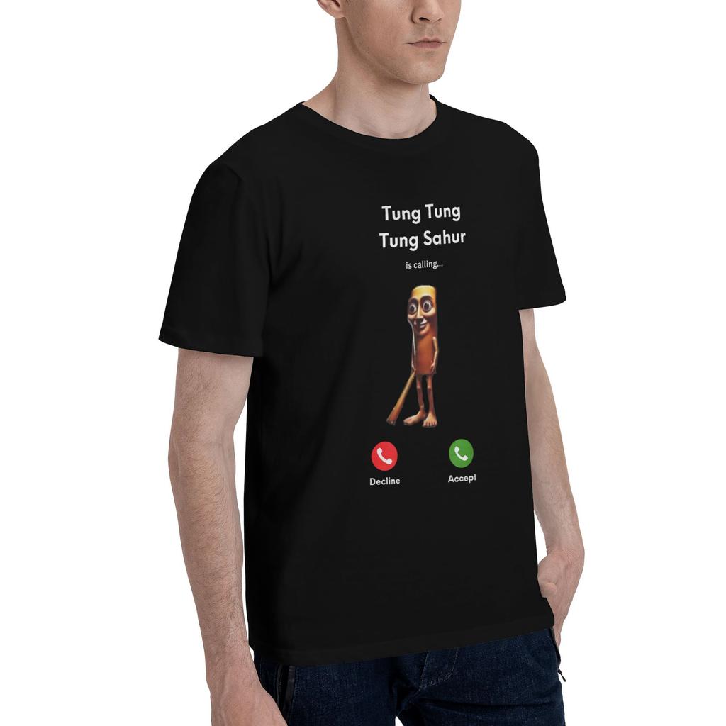 Tung Tung Tung Sahur Is Calling Meme T Shirt for Men Pure Cotton Vintage T-Shirts O Neck  Tees Short Sleeve Clothes Plus Size