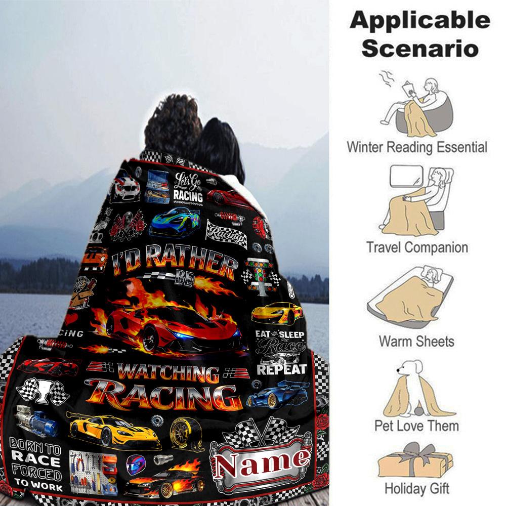 Racing Car Theme Customize Your Name Home Blanket S Comfortable Soft Lightweight Allseason Multipurpose Blanket For Picnics Sofas Offices Beds Living