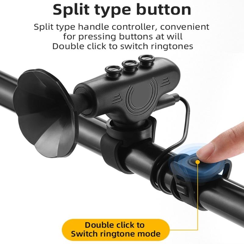 Electric Bicycles Horn Bike Electric Bells Mountain Bikes Horns USB Rechargeable Electric Bicycles Bells with Loud Sound