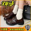 Autumn college style small leather shoes women's new round head thick heel platform Mary Jane shoes