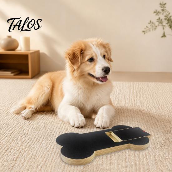 Interactive Pet Grooming Tool Dog Scratch Board with Treat Box, Wooden Nail File Board, Bone Pad Shaped Pad, Grinder Alternative for Large Medium