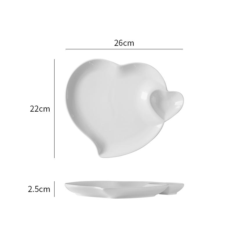 Hotel Ceramic Dumpling Plate with Vinegar Plate White Creative Love Shaped Personalized Vegetable Plates Special Tableware