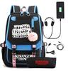 Zaino Stranger Things Stranger con Ricarica USB Borsa Scolastica per Studente di Scuola Media Astuccio Set da Due Pezzi