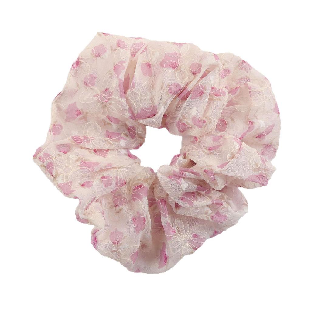 Korean Floral Scrunchie | Spring/Summer Style Elastic Hair Tie for Ponytails