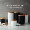 Ceramic Storage Tank Sealed Coffee Storage Bottle With Wood Lid Jar Container