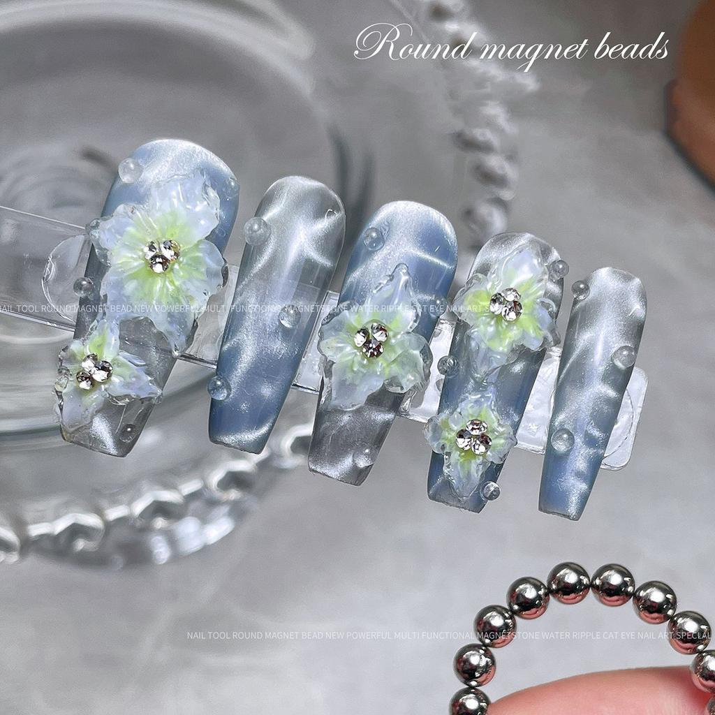 10Pcs Round Magnetic Bead Set For Nail Art Multi-Functional Strong Magnet Stones for Water Wave Ripple Cat Eye Design Nail Tools