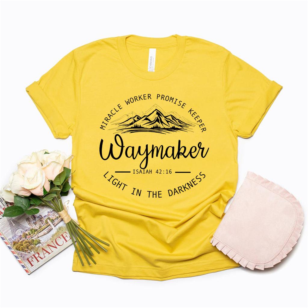 Waymaker T-Shirt Christliches T-Shirt Religiöses Glaubens-T-Shirt Damen Kurzarm Grafik-T-Shirts Jesus Christliches Geschenk Streetwear Oberteile