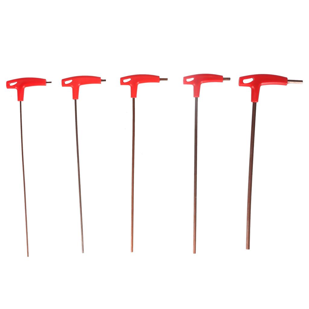 5 Stück T-Griff Sechskantschlüssel S2 legierter Stahl Flachkopfschlüssel Mechanische Reparatur Befestigungswerkzeuge