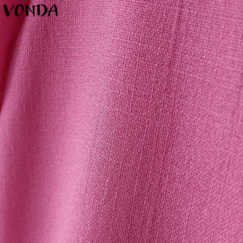 VONDA Summer Elegant Women Short Sleeve Lace Hem Texture Casual Short T-shirts