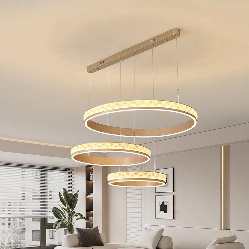 Modern Minimalist Champagne Gold Ring Chandelier for Living Room, Bedroom, Dining Room