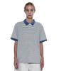 PARTIMENTO WOMEN Striped Short Sleeve Polo Tee_Pastel Blue