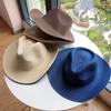 Western Denim Solid Color Crimped Straw Hat Top Hat Men and Women Outdoor Seaside Beach Sun Protection Simple Sun Hat Women