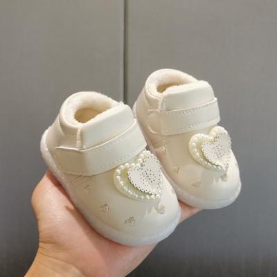 Plüschschuhe Babylaufschuhe Winter Baumwollschuhe Säuglinge Kleinkind Alter 0-2 Warm Prinzessinnenschuh Mädchen Lederschuh Babyschuh